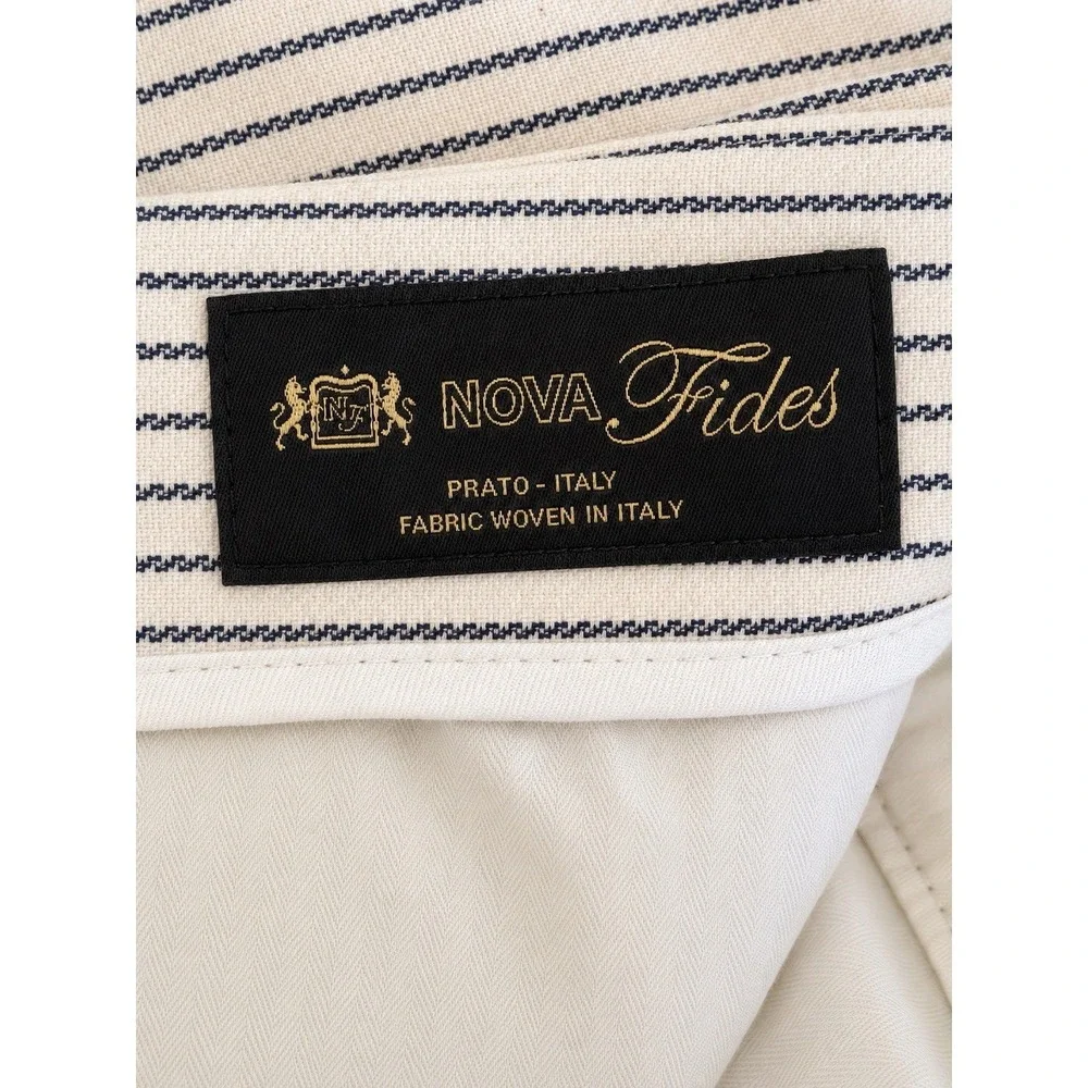 Bonobos Tailored Trousers 29x30 Ivory Navy Stripe Italian Fabric Slim Summer